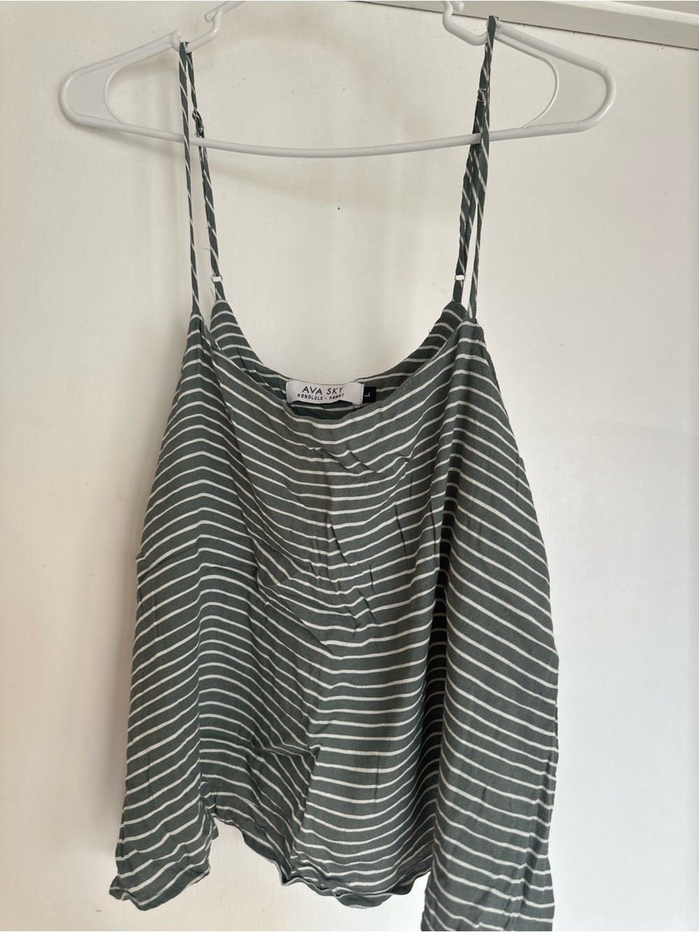 Ava Sky Olive & White Striped Spaghetti Strap Cami